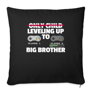 Grand frère Gamer frères sœurs soeur - Housse de coussin décorative 45 x 45 cm - noir - Devant