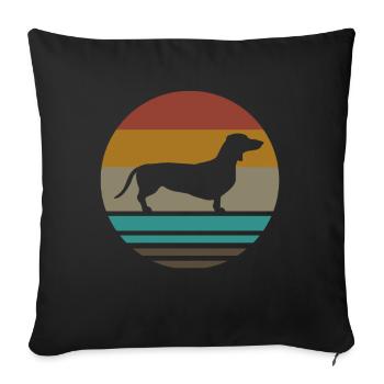 Teckel Rétro Cadeau - Housse de coussin décorative 45 x 45 cm - noir - Devant