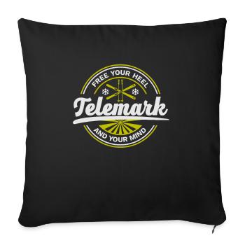 Telemark Ski Heel Free Retro - Sofa pillowcase 17,3'' x 17,3'' (45 x 45 cm) - black - Front