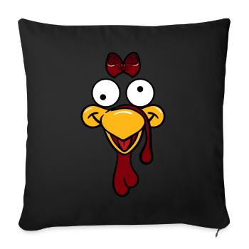 Visage de dinde - Housse de coussin décorative 45 x 45 cm - noir - Devant