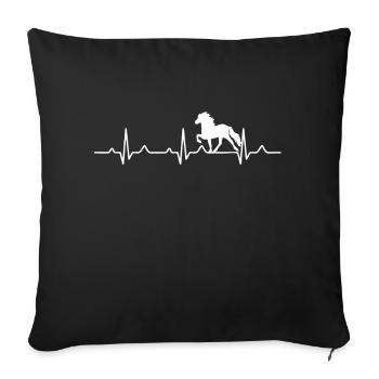 Chevaux d’Islande Battements de cœur - Housse de coussin décorative 45 x 45 cm - noir - Devant