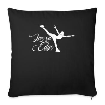 Cadeau de patinage sur glace de sports d'hiver - Housse de coussin décorative 45 x 45 cm - noir - Devant