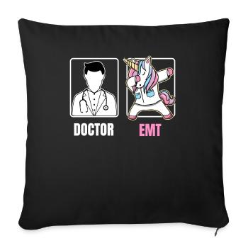 EMT Dabbing Unicorn Funny Boring Doctor Quote Fun - Sofa pillowcase 17,3'' x 17,3'' (45 x 45 cm) - black - Front