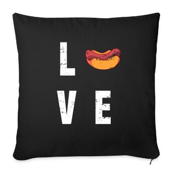 Hotdog Sausage Sausages Fast Food Mustard Gift - Sofa pillowcase 17,3'' x 17,3'' (45 x 45 cm) - black - Front