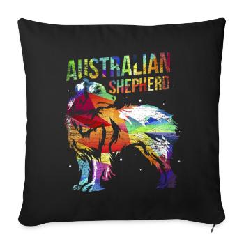 Australian Shepherd Gift - Sofa pillowcase 17,3'' x 17,3'' (45 x 45 cm) - black - Front