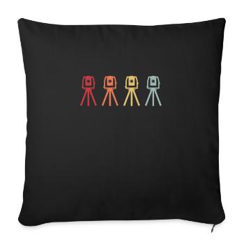 Géomatiker géomètre théodolite rétro - Housse de coussin décorative 45 x 45 cm - noir - Devant