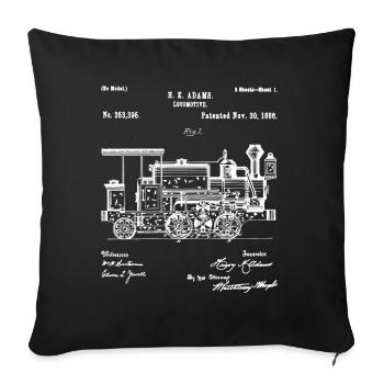 1886 Locomotive Steam Train - Retro Patent - Housse de coussin décorative 45 x 45 cm - noir - Devant