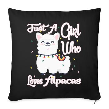 JUST A GIRL WHO LOVES ALPACAS - Sofakissenbezug 45 x 45 cm - Schwarz - Vorne