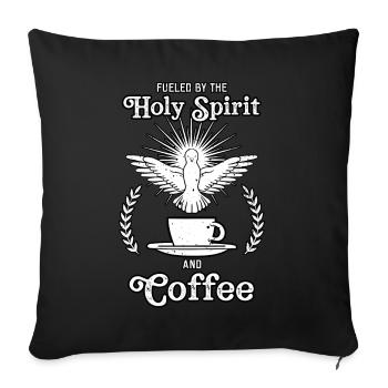Alimenté par le Saint-Esprit et le café - Housse de coussin décorative 45 x 45 cm - noir - Devant
