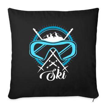 To ski - Sofa pillowcase 17,3'' x 17,3'' (45 x 45 cm) - black - Front