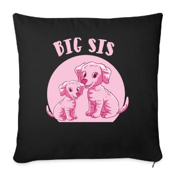 big sister dogs - Sofa pillowcase 17,3'' x 17,3'' (45 x 45 cm) - black - Front