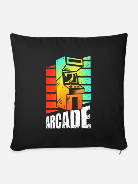 Retro Gaming Arcade Spielautomat - Sofakissenbezug 45 x 45 cm - Schwarz
