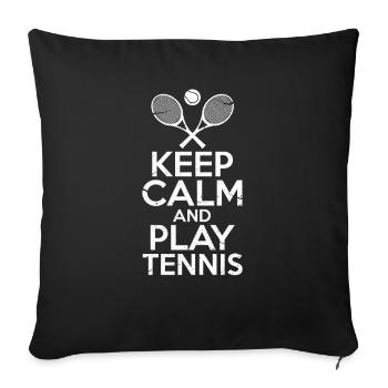 Joueur de tennis Tennis Raquette de tennis Court de tennis - Housse de coussin décorative 45 x 45 cm - noir - Devant