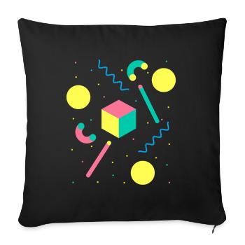 Retro 80s & 90s Vintage Geometric Pattern Memphis - Sofa pillowcase 17,3'' x 17,3'' (45 x 45 cm) - black - Front