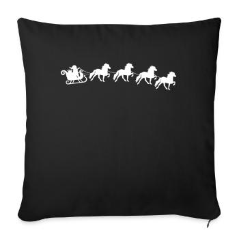 Islaender De Noël traîneau Cheval d’Islande - Housse de coussin décorative 45 x 45 cm - noir - Devant