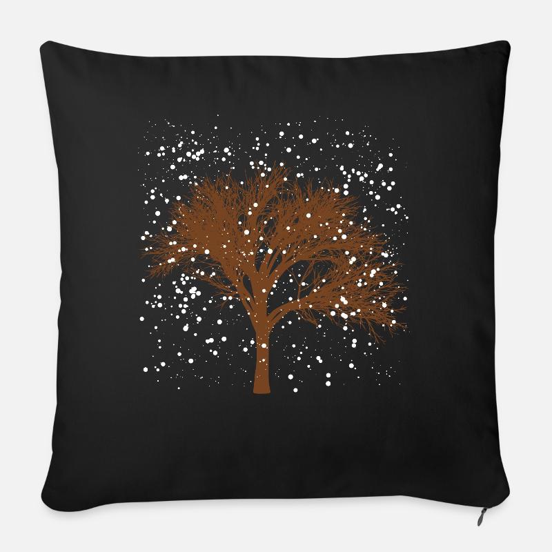 Baum im Winter - Sofakissenbezug 45 x 45 cm - Schwarz