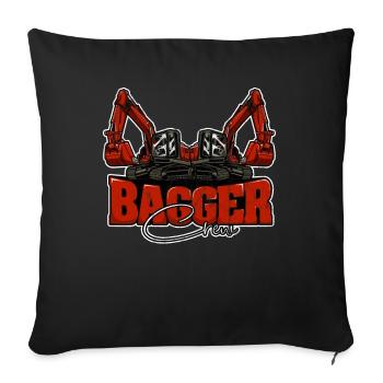 Bagger Schaufelbagger Kinder Jungen - Bagger Crew - Sofakissenbezug 45 x 45 cm - Schwarz - Vorne