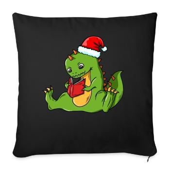 Dinosaur Dino book reading books Christmas - Sofa pillowcase 17,3'' x 17,3'' (45 x 45 cm) - black - Front
