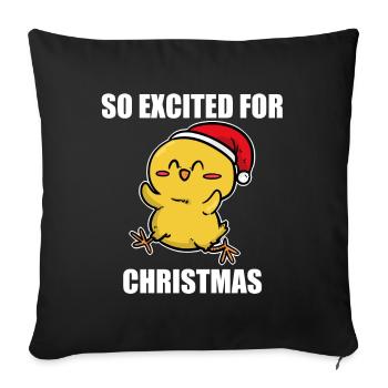 Oiseau de noel - Housse de coussin décorative 45 x 45 cm - noir - Devant