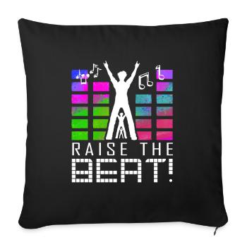 Battez le volume fort musique fête alcool - Housse de coussin décorative 45 x 45 cm - noir - Devant