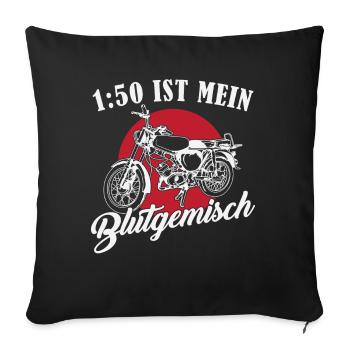 DDR Moped Spruch // 1:50 ist mein Blutgemisch - Sofakissenbezug 45 x 45 cm - Schwarz - Vorne