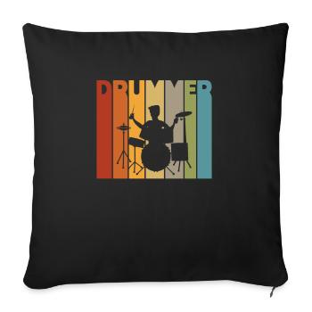 Drummer Drummer Drummer Retro Gift - Sofa pillowcase 17,3'' x 17,3'' (45 x 45 cm) - black - Front