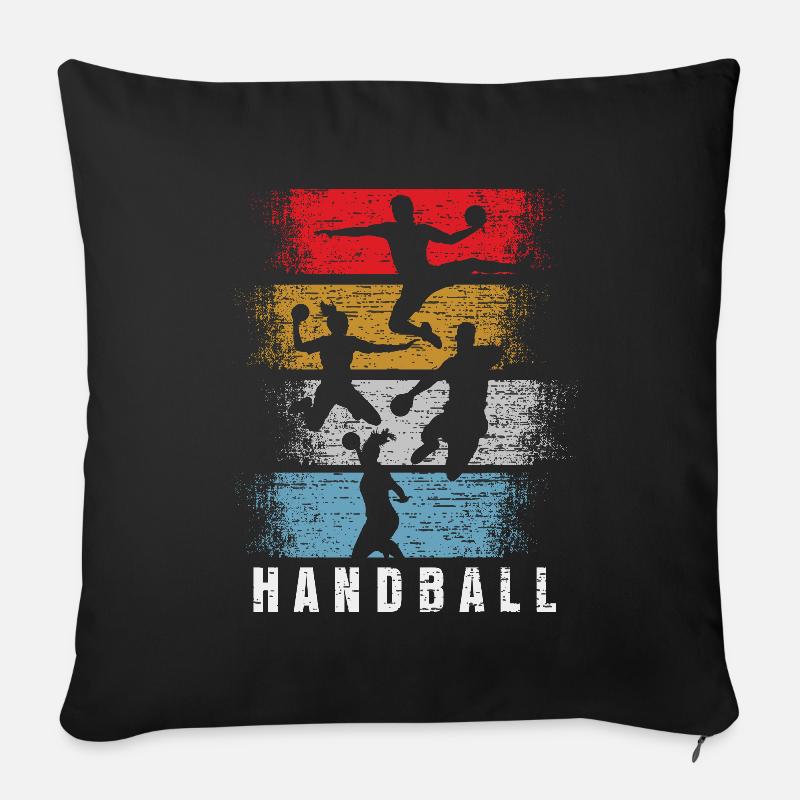 Handball Torwart Spieler Retro Geschenk - Sofakissenbezug 45 x 45 cm - Schwarz