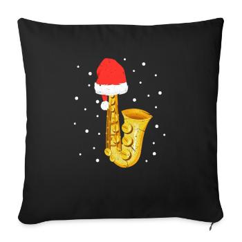 Saxophone Noël Cadeau Saxophone - Housse de coussin décorative 45 x 45 cm - noir - Devant