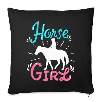 Horse girl - Sofa pillowcase 17,3'' x 17,3'' (45 x 45 cm) - black - Front