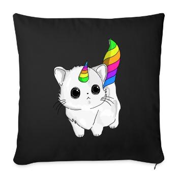 Licorne de chat mignon Caticorn - Housse de coussin décorative 45 x 45 cm - noir - Devant