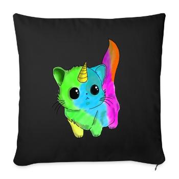 Caticorn cute cat unicorn - Sofa pillowcase 17,3'' x 17,3'' (45 x 45 cm) - black - Front