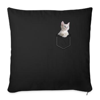 Chat dans la poche. Doux chaton - Housse de coussin décorative 45 x 45 cm - noir - Devant