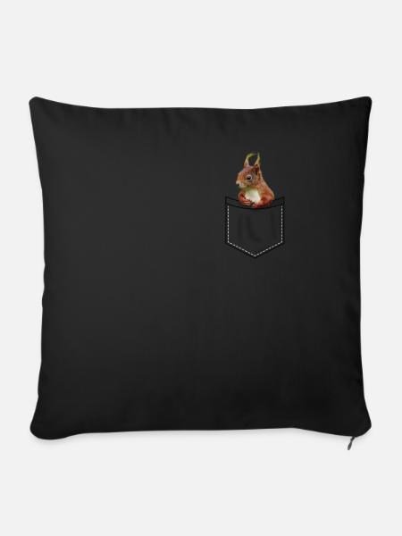 Eichhörnchen in der Tasche Süß - Sofakissenbezug 45 x 45 cm - Schwarz