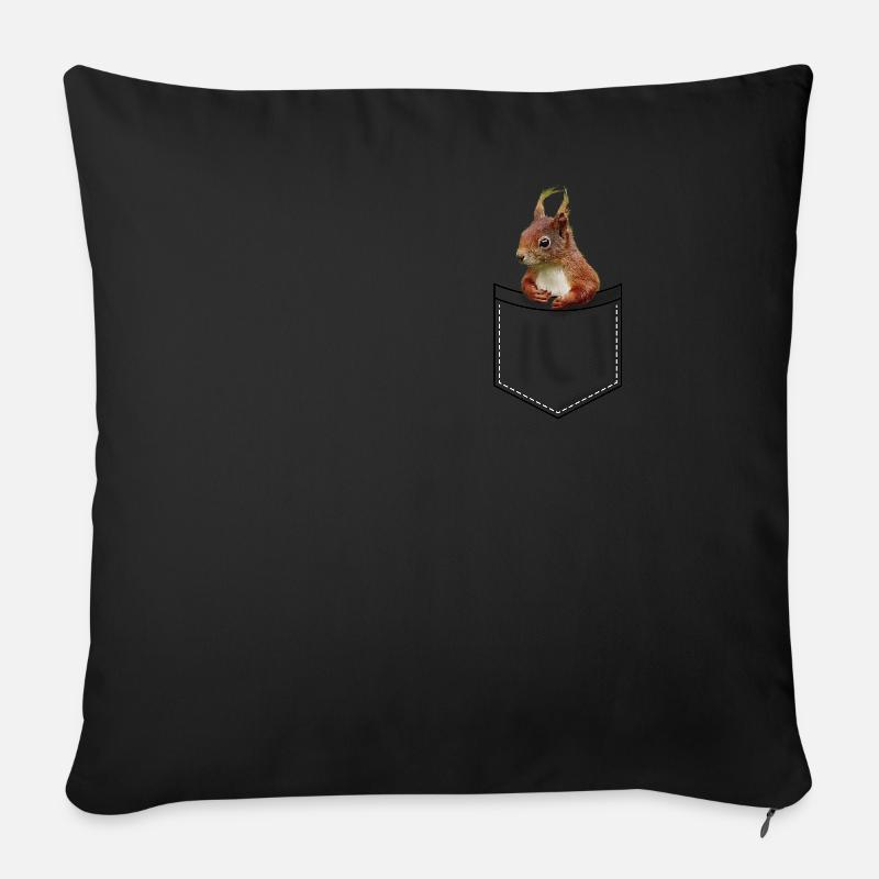 Eichhörnchen in der Tasche Süß - Sofakissenbezug 45 x 45 cm - Schwarz