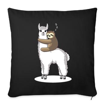 Sloth sleeps on Alpaca Lama - gift - Sofa pillowcase 17,3'' x 17,3'' (45 x 45 cm) - black - Front