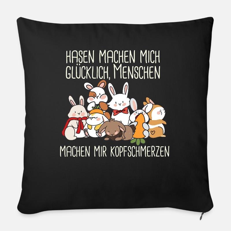 Hase Süß Kaninchen Spruch - Sofakissenbezug 45 x 45 cm - Schwarz