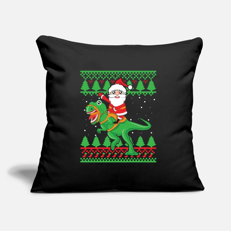 Pull de Noël T-Rex Santa Riding Housse de coussin décorative 45 x 45 cm