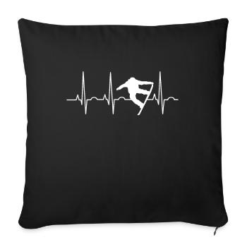 Snowboarding Heartbeat - Sofa pillowcase 17,3'' x 17,3'' (45 x 45 cm) - black - Front