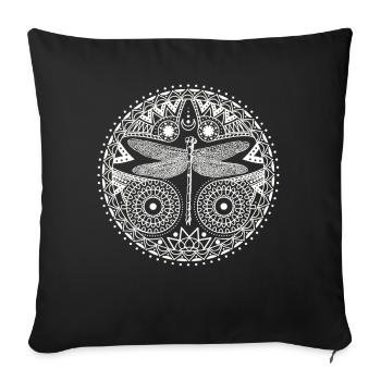 Magical Mandala Dragonfly Crescent Moon Design - Sofa pillowcase 17,3'' x 17,3'' (45 x 45 cm) - black - Front