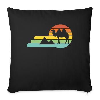 Chameau Egypte avec un soleil vintage - Housse de coussin décorative 45 x 45 cm - noir - Devant