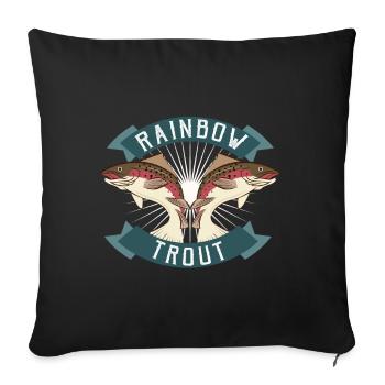Truite arc-en-ciel, pêche à la truite - Housse de coussin décorative 45 x 45 cm - noir - Devant