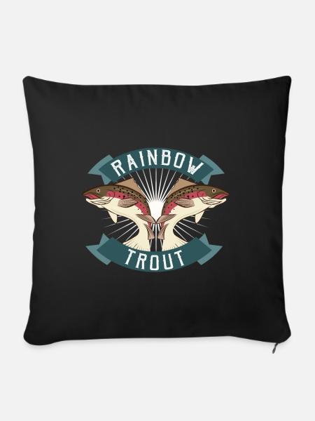 Regenbogenforelle, Forellen angeln - Sofakissenbezug 45 x 45 cm - Schwarz