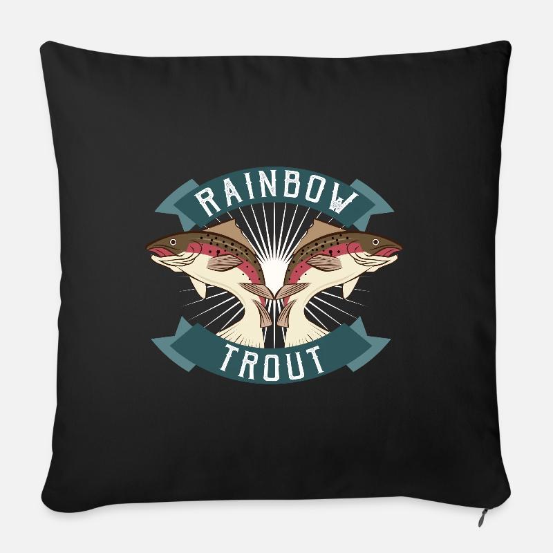 Regenbogenforelle, Forellen angeln - Sofakissenbezug 45 x 45 cm - Schwarz
