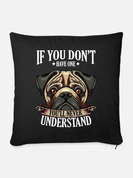 Mops - Sofakissenbezug 45 x 45 cm - Schwarz