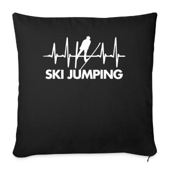 Saut à ski Battement de coeur - Housse de coussin décorative 45 x 45 cm - noir - Devant