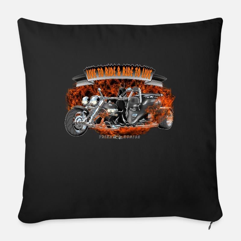 TRIKE KINGS / Conception de Halloween à trois roues - Housse de coussin décorative 45 x 45 cm - noir