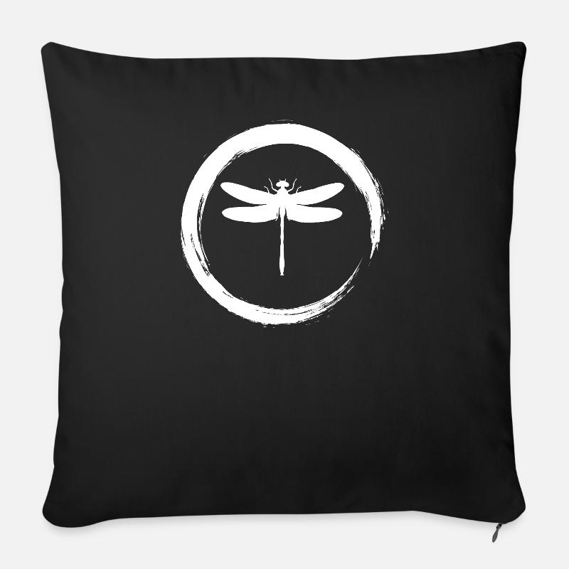libellule - Housse de coussin décorative 45 x 45 cm - noir