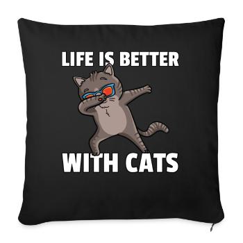 Dabbing Cat Lover Dance Funny - Sofa pillowcase 17,3'' x 17,3'' (45 x 45 cm) - black - Front