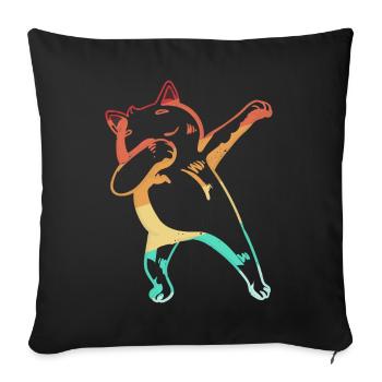 Dabbing Cat Dance Dab Vintage Retro - Sofa pillowcase 17,3'' x 17,3'' (45 x 45 cm) - black - Front