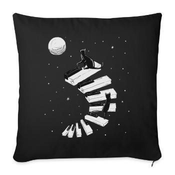 Cadeau piano clavier aile gueule de bois chat - Housse de coussin décorative 45 x 45 cm - noir - Devant